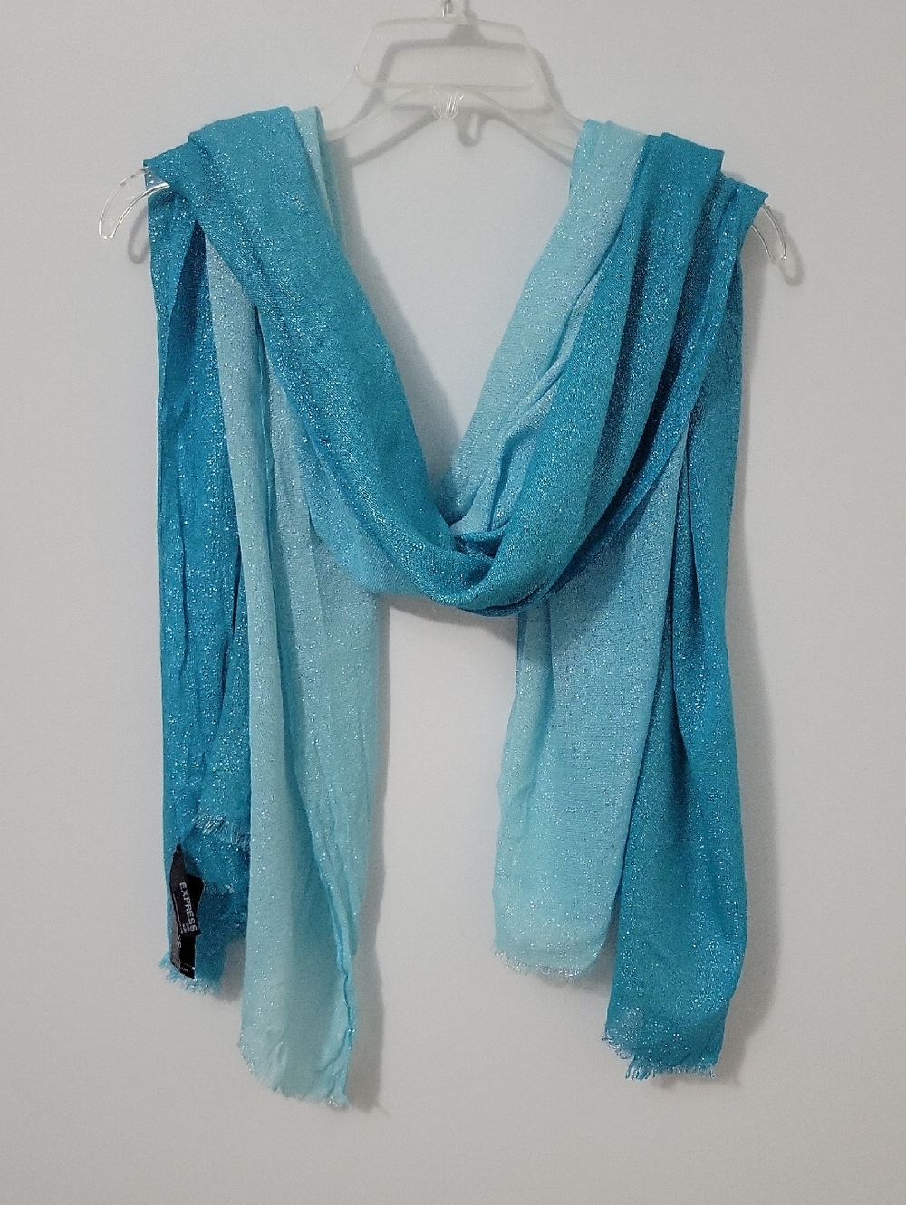 Express Blue Ombre Sparkle Scarf 72" X 37"